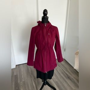 Burgundy rain jacket